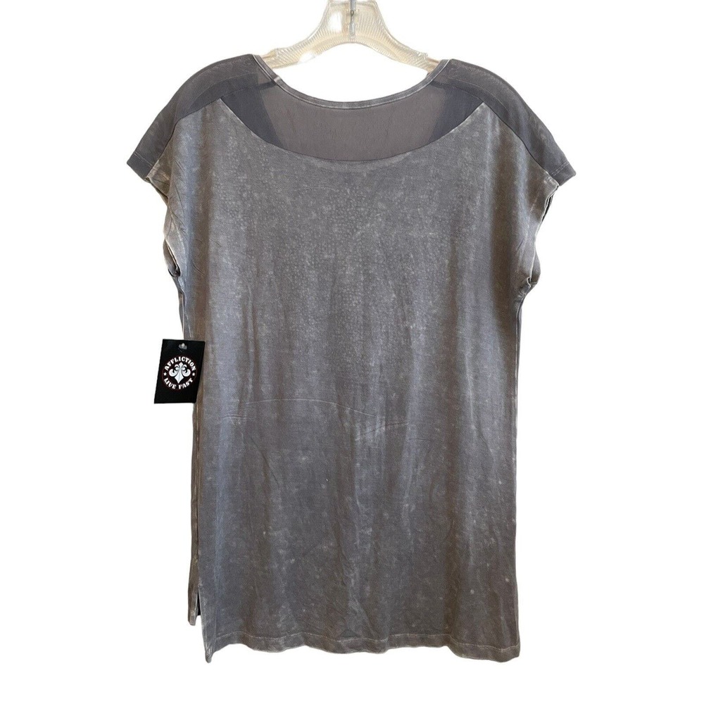 NWT Affliction Caldwell Creek T-Shirt Women‎ Size Small Gray Rhinestones Wings - Picture 4 of 7